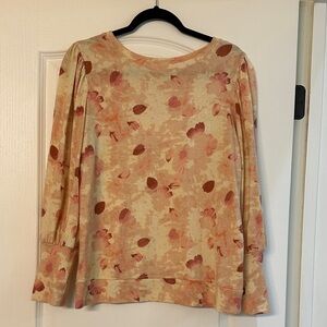 LC Lauren Conrad Floral Crew Neck Sweater - Pink and Cream